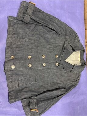 Old Navy Dark Blue Denim Double-Breasted Pea Coat